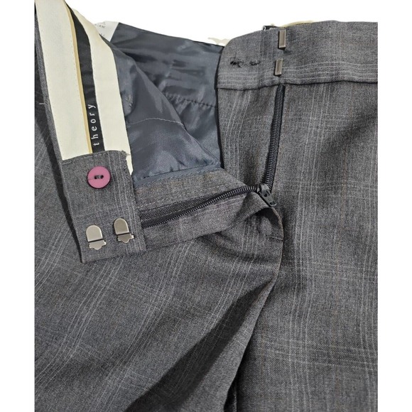 Theory Womens Gray Windowpane Dress Pants RN# 98406 Size 4 Workwear Slacks USA - Picture 7 of 12
